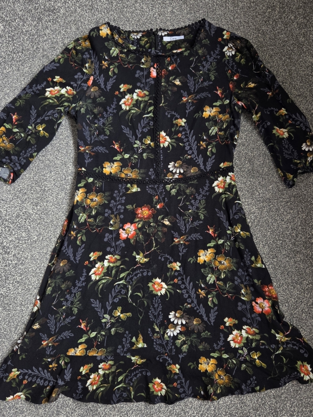 Dex Black Floral Dress with Multicolor Blooms
